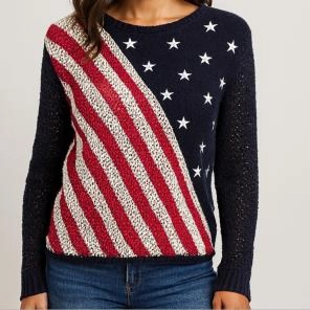 Norton studio y2k vintage crochet Americana pullover sweater.